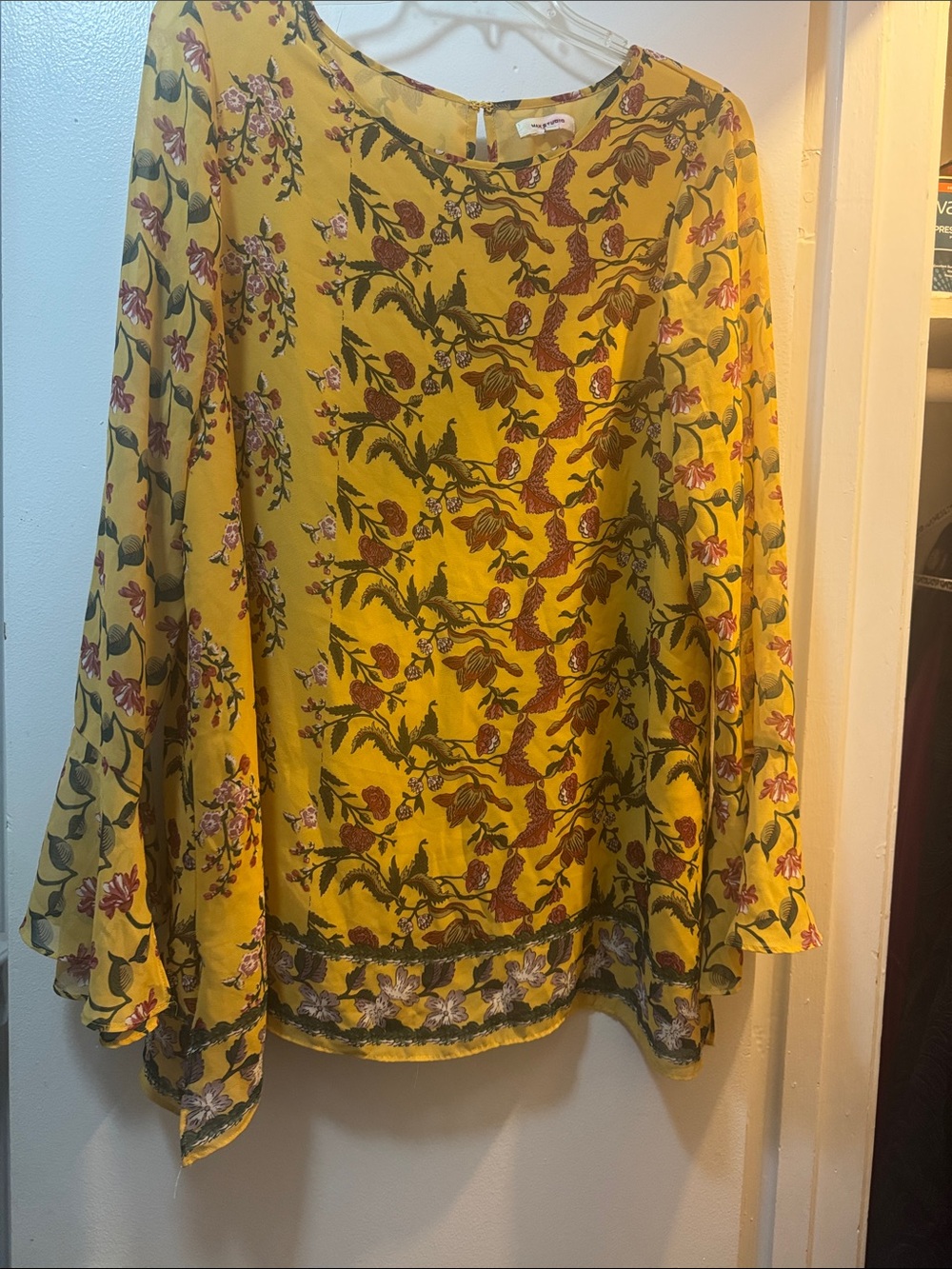 Max Studio Yellow Floral Bell-Sleeve Blouse